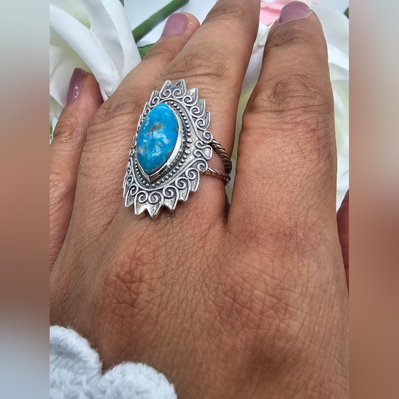 ♥️ MARQUISE SWIRL STERLING SILVER RING - Picture 4 of 8